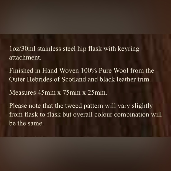 🟥GONE🟥 🆕NWOT Harris Tweed Wool x Leather Stainless Steel Keyring Flask - Picture 7 of 12